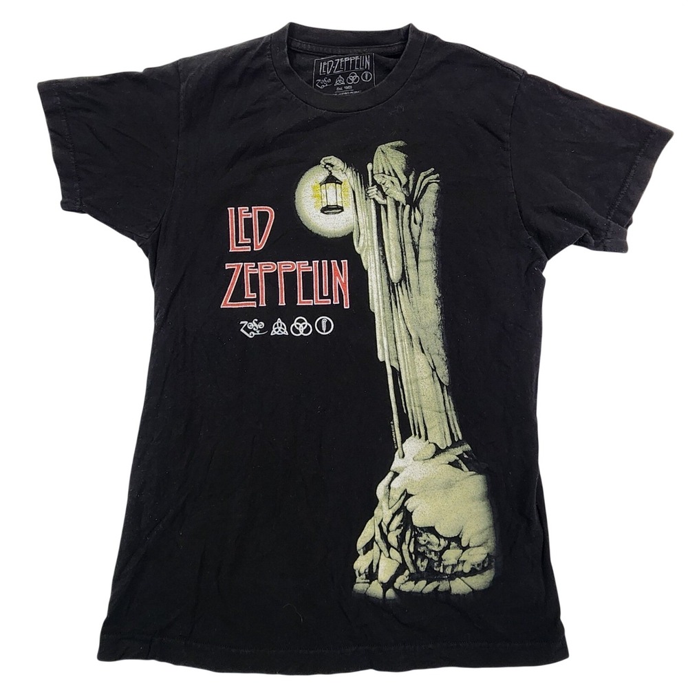 Led Zeppelin Black The Hermit Graphic Tee Rock‎ Band Shirt Goth Grunge Small S